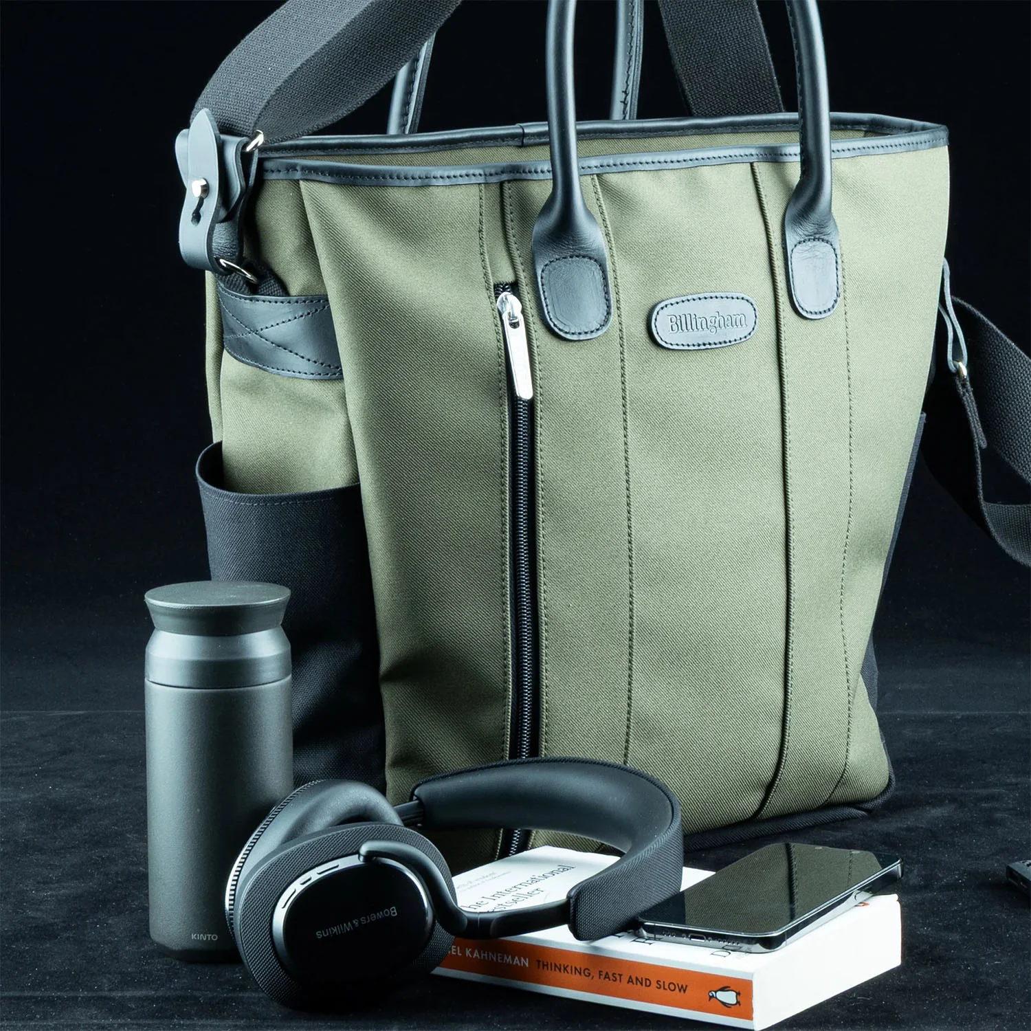 Billingham Best Boy Tote Sage Fibrenyte / Black Leather - Image 5