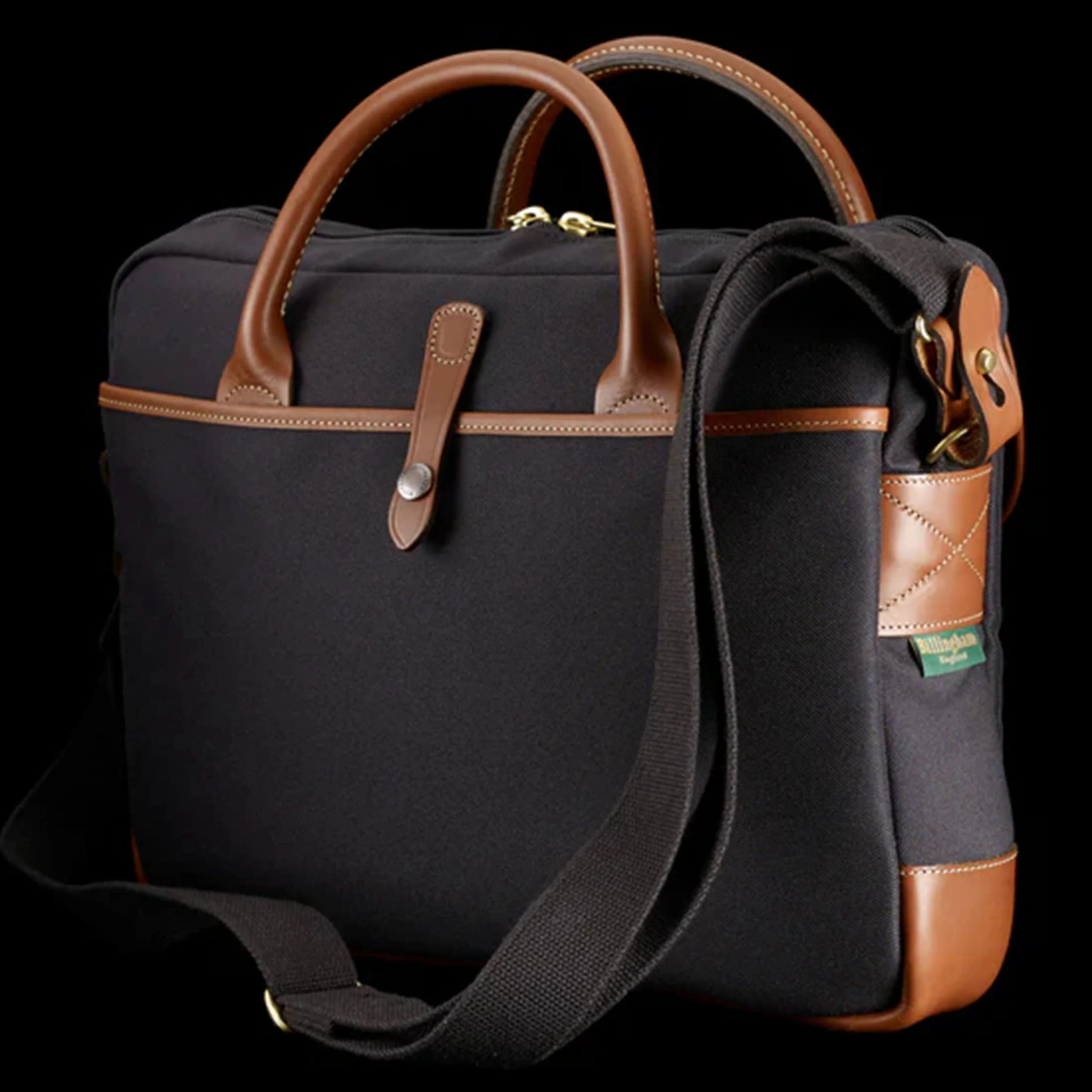 Billingham Thomas Briefcase / Laptop Bag - Sage FibreNyte / Black Leather (Olive Lining) - Image 5