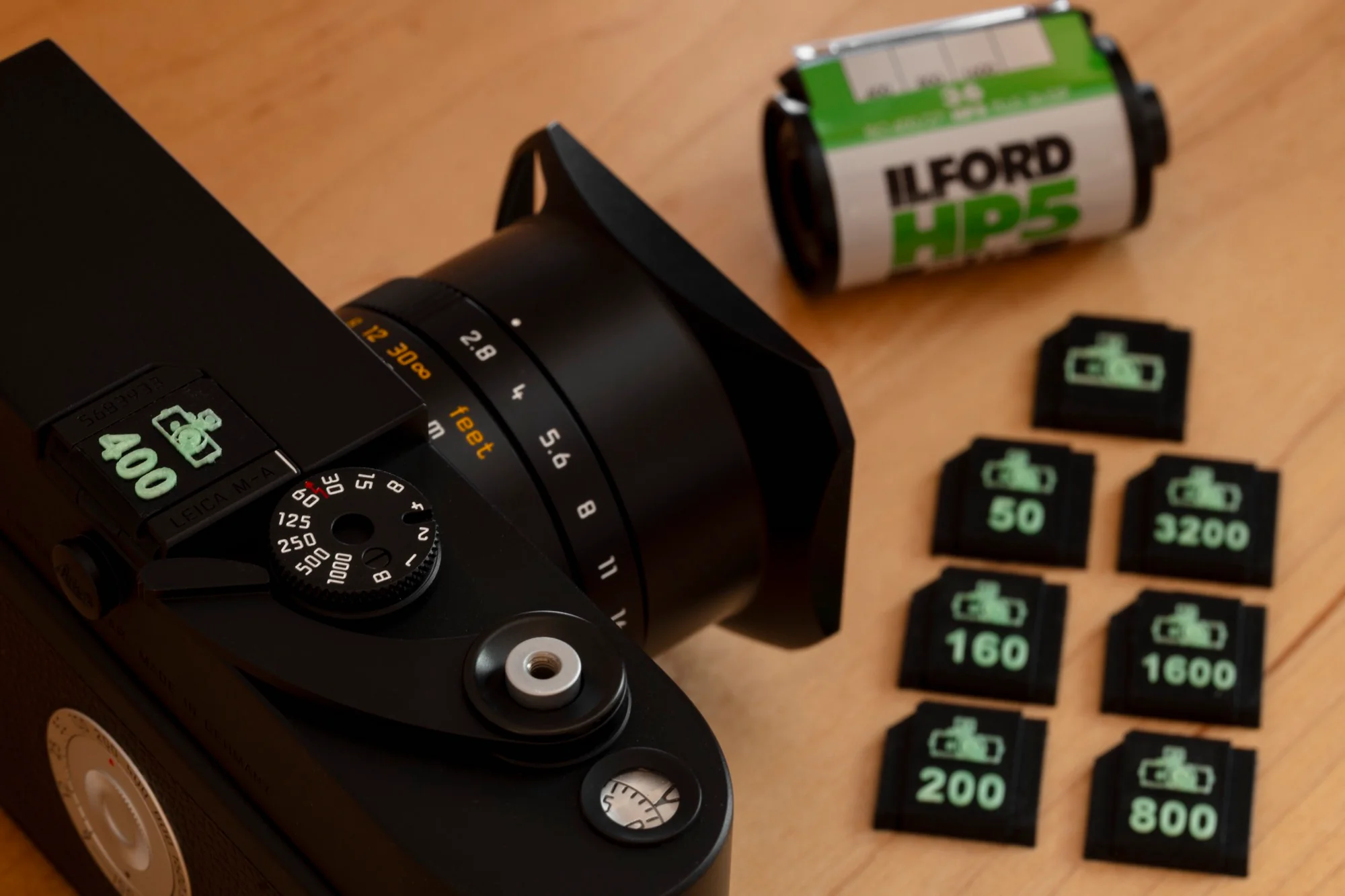 Made in Wetzlar Hot Shoe Film Speed Set - Black w/ Glow In the Dark Green - Image 3