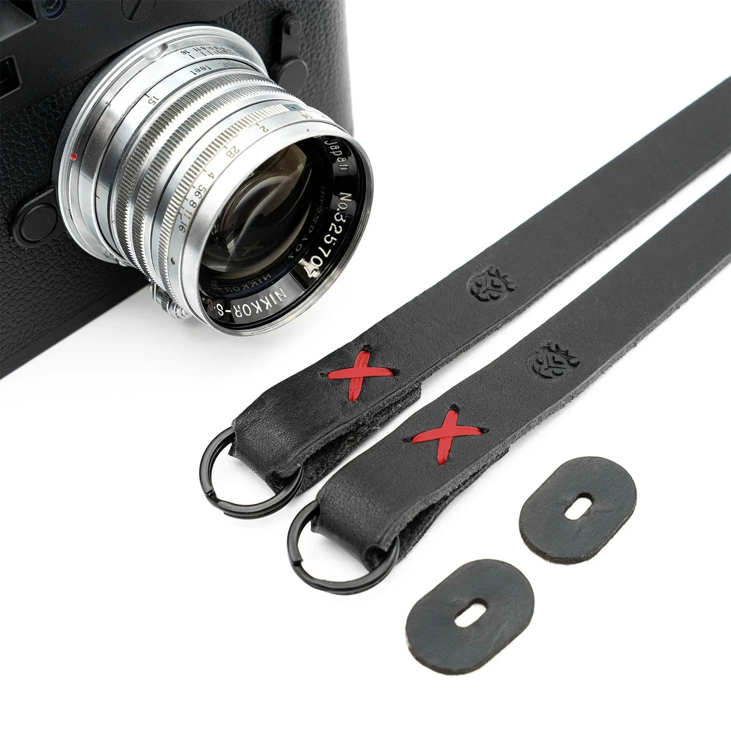 Owlkrown Raw Vintage Leather Strap - Black / Red 45" - Image 3